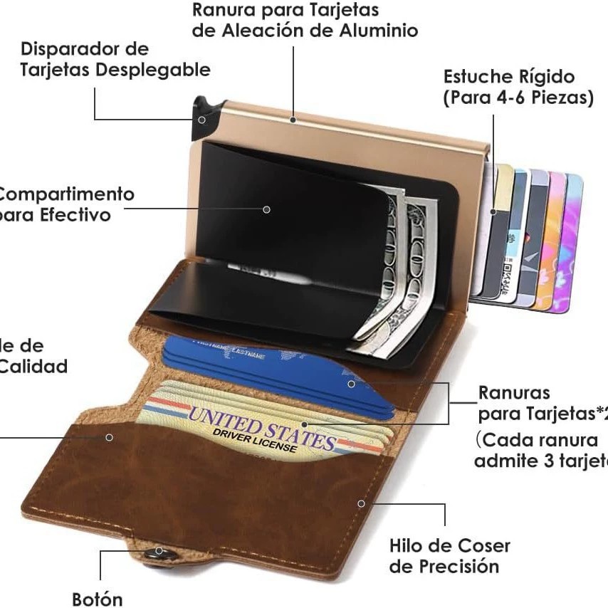 Slim Metal Card Holder for Men with Anti-Theft Clip - Model: 925496571699 - 图片 2