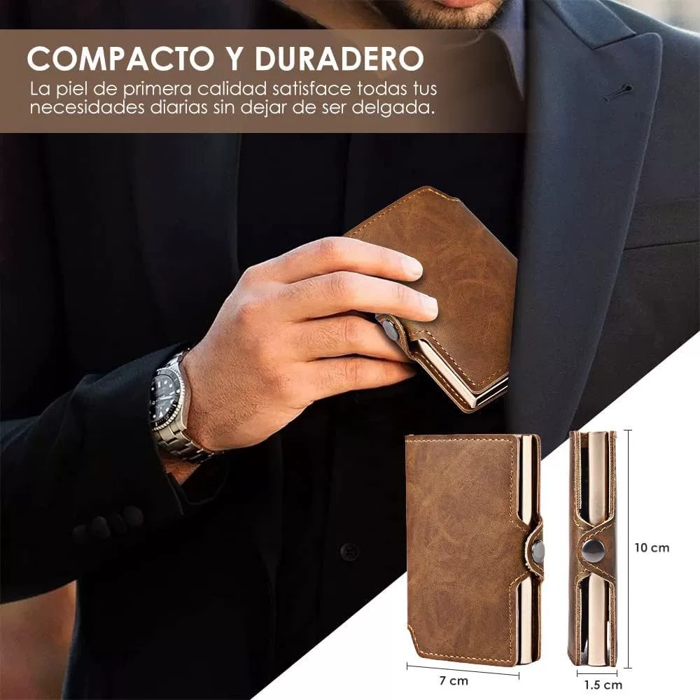 Slim Metal Card Holder for Men with Anti-Theft Clip - Model: 925496571699 - 图片 4