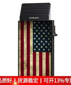 Metal Card Holder for Quick Access with American Flag Design - Model: 912694974345