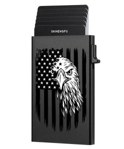 Alternative view of Metal Card Holder for Quick Access with American Flag Design - Model: 912694974345