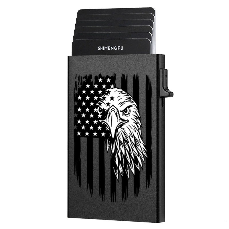 Metal Card Holder for Quick Access with American Flag Design - Model: 912694974345 - 图片 2