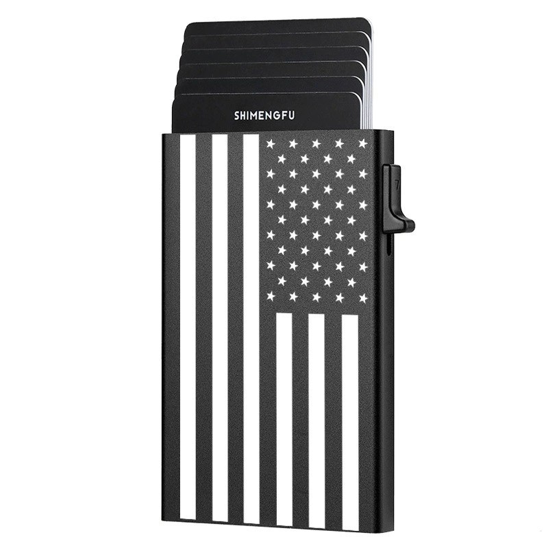 Metal Card Holder for Quick Access with American Flag Design - Model: 912694974345 - 图片 3