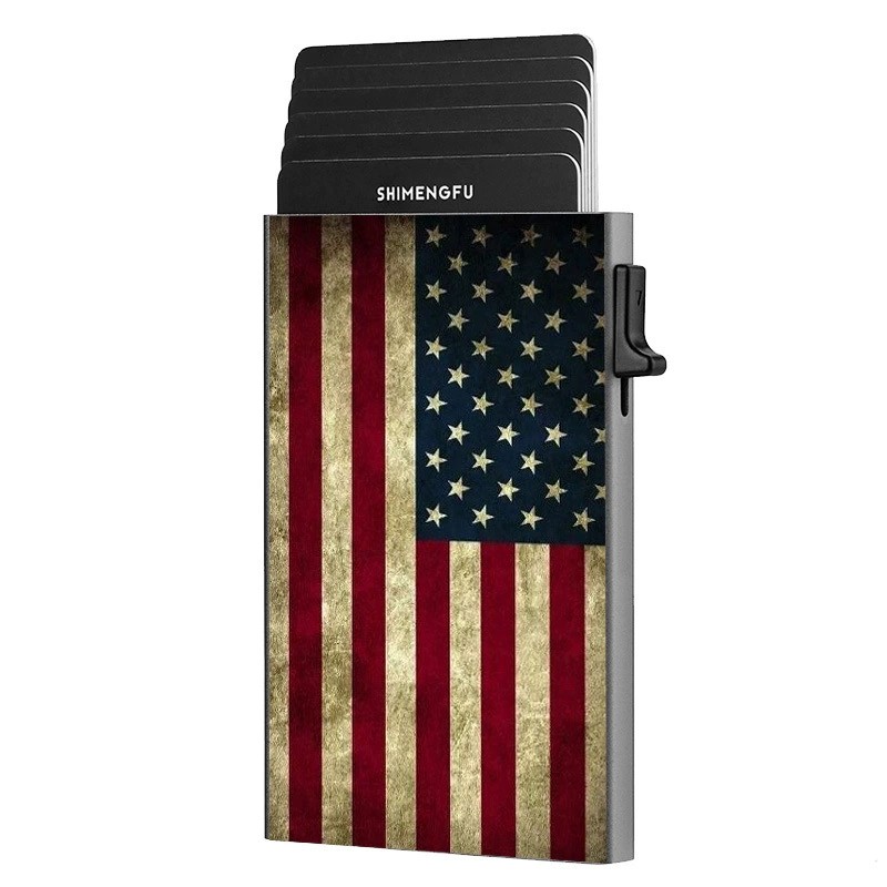 Metal Card Holder for Quick Access with American Flag Design - Model: 912694974345 - 图片 5