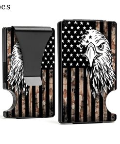 Alternative view of Money Clip for Everyday Carry with USA Flag and Eagle Pattern, Holds Cards - Model: 912685306772