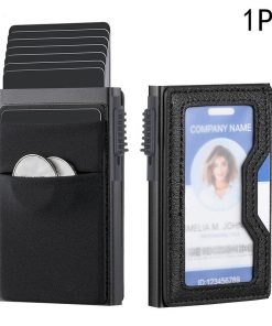 Alternative view of RFID Blocking Card Holder for Men with ID Badge Slot - Model: 908967415416