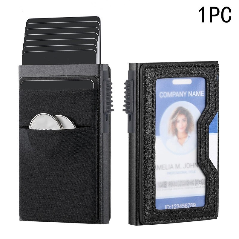 RFID Blocking Card Holder for Men with ID Badge Slot - Model: 908967415416 - 图片 2