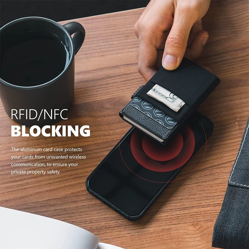 RFID Blocking Card Holder for Men with ID Badge Slot - Model: 908967415416 - 图片 4