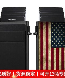 Card Holder for Men with American Flag and Money Pocket - Model: 905787177835