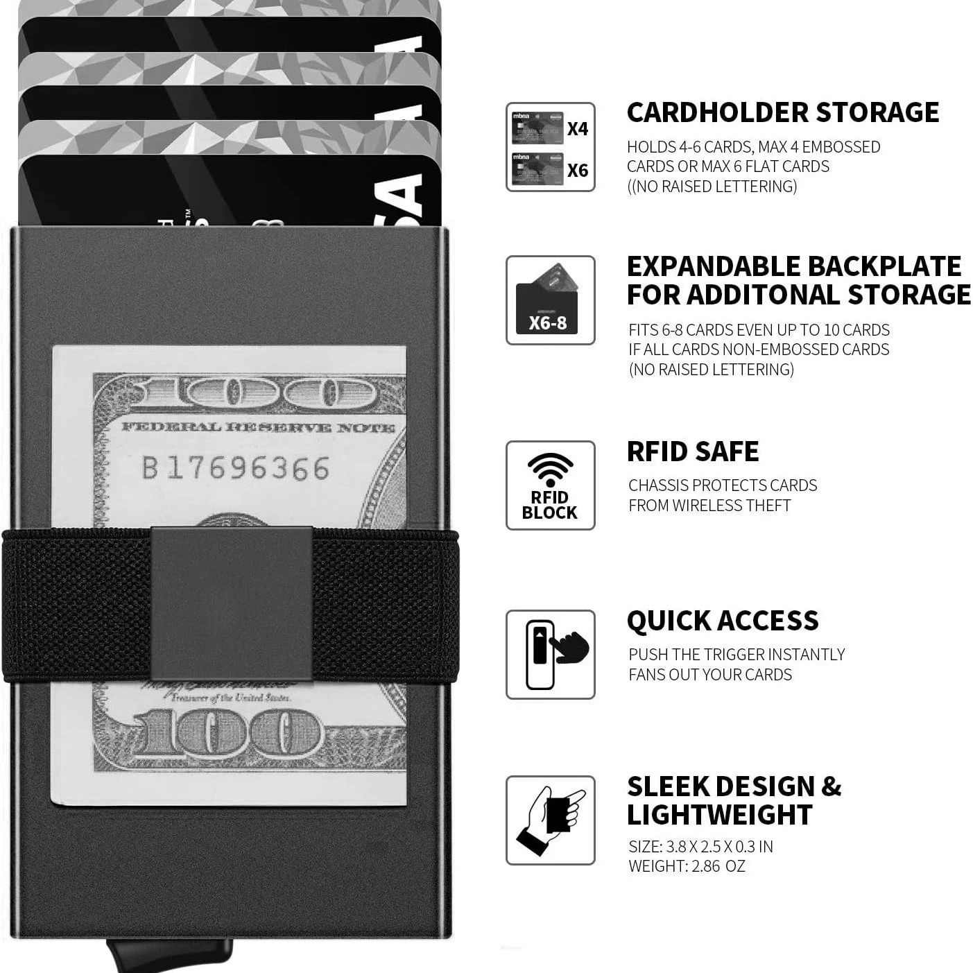Anti-Theft Card Sleeve for Secure Travel with RFID Shielding and Auto Pop-Up - Model: 836261311001 - 图片 2