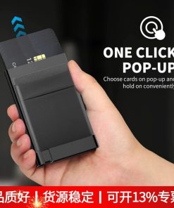 Anti-Skimming Card Wallet for Men with Automatic Pop-Up Card Case - Model: 833366675022