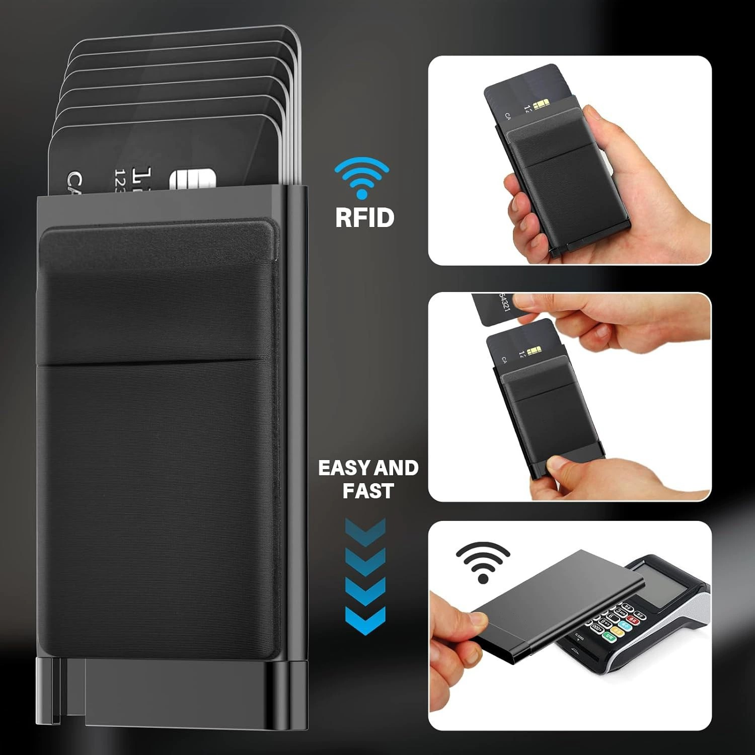 Anti-Skimming Card Wallet for Men with Automatic Pop-Up Card Case - Model: 833366675022 - 图片 2