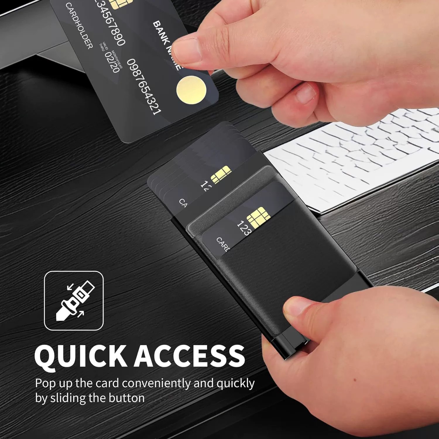 Anti-Skimming Card Wallet for Men with Automatic Pop-Up Card Case - Model: 833366675022 - 图片 3