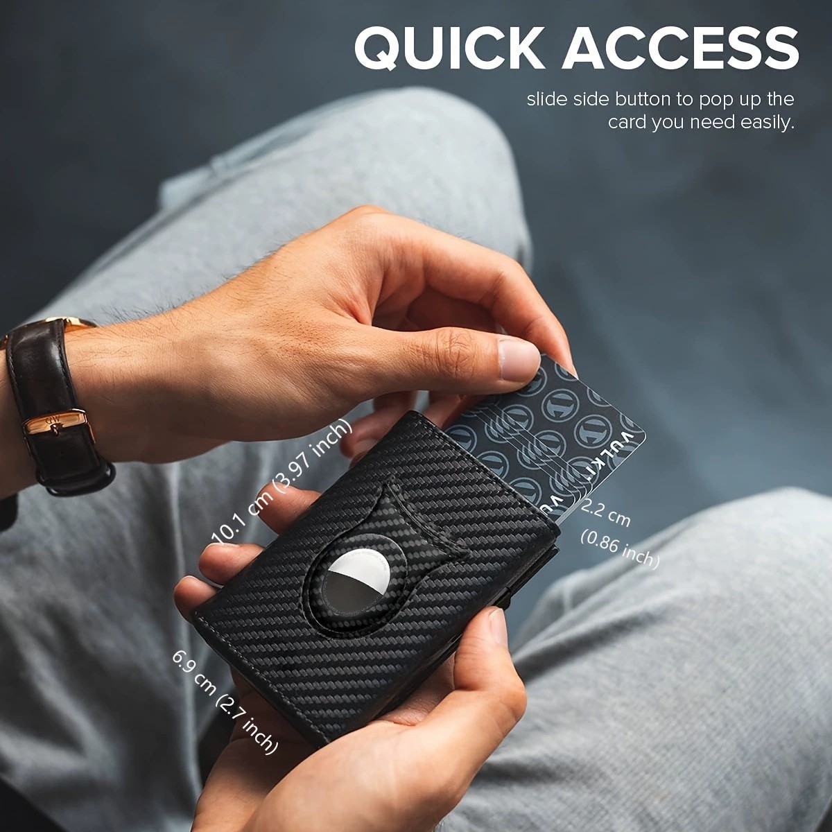 RFID Blocking Card Holder for Men with Magnetic Closure - Model: 765741435544 - 图片 2