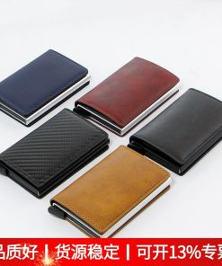 Metal Card Holder for Men with Anti-Skimming Protection and Auto Pop-Up - Model: 637442270474