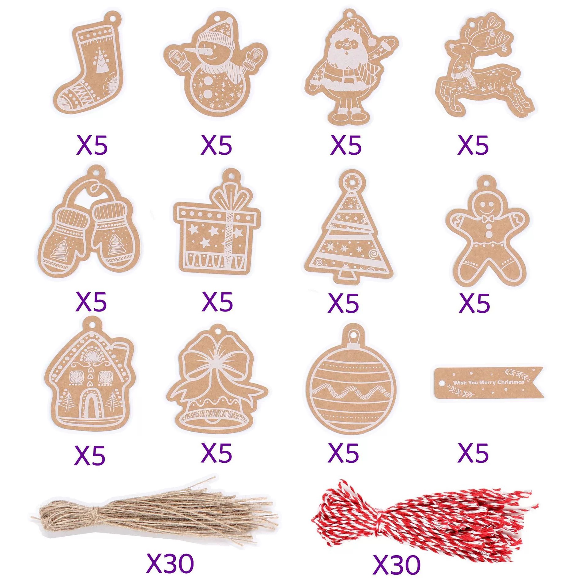 Cartoon Santa Claus Kraft Paper Tags for Birthday Party Banquet Hanging Decor – Model: 806721434665 - custom logo apparel and promotional gifts by Ncgift