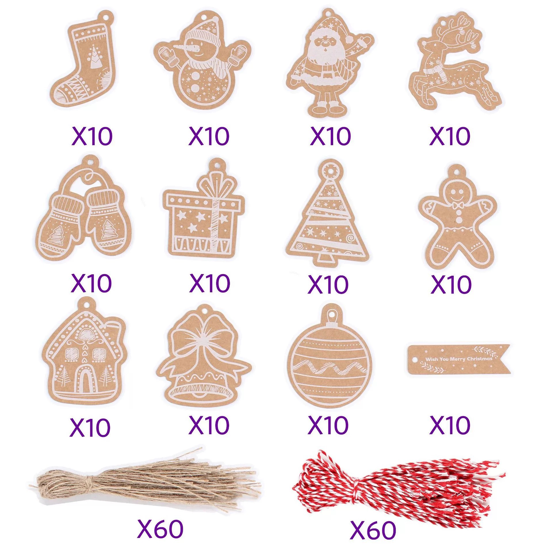 Cartoon Santa Claus Kraft Paper Tags for Birthday Party Banquet Hanging Decor – Model: 806721434665 - custom logo apparel and promotional gifts by Ncgift