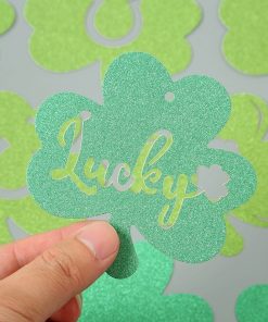 Alternative view of St. Patrick's Day Party Decoration Banner with Gold Glitter Clovers - Model: 1010828120833