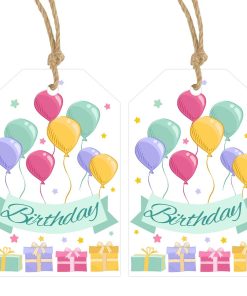 Alternative view of Happy Birthday Party Hanging Tags for Decorating with Cartoon Cards - Model: 986186258467
