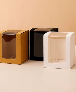 Aromatherapy Candle Packaging Box with Rectangular Window, Black Cardboard - Model: 945349284888