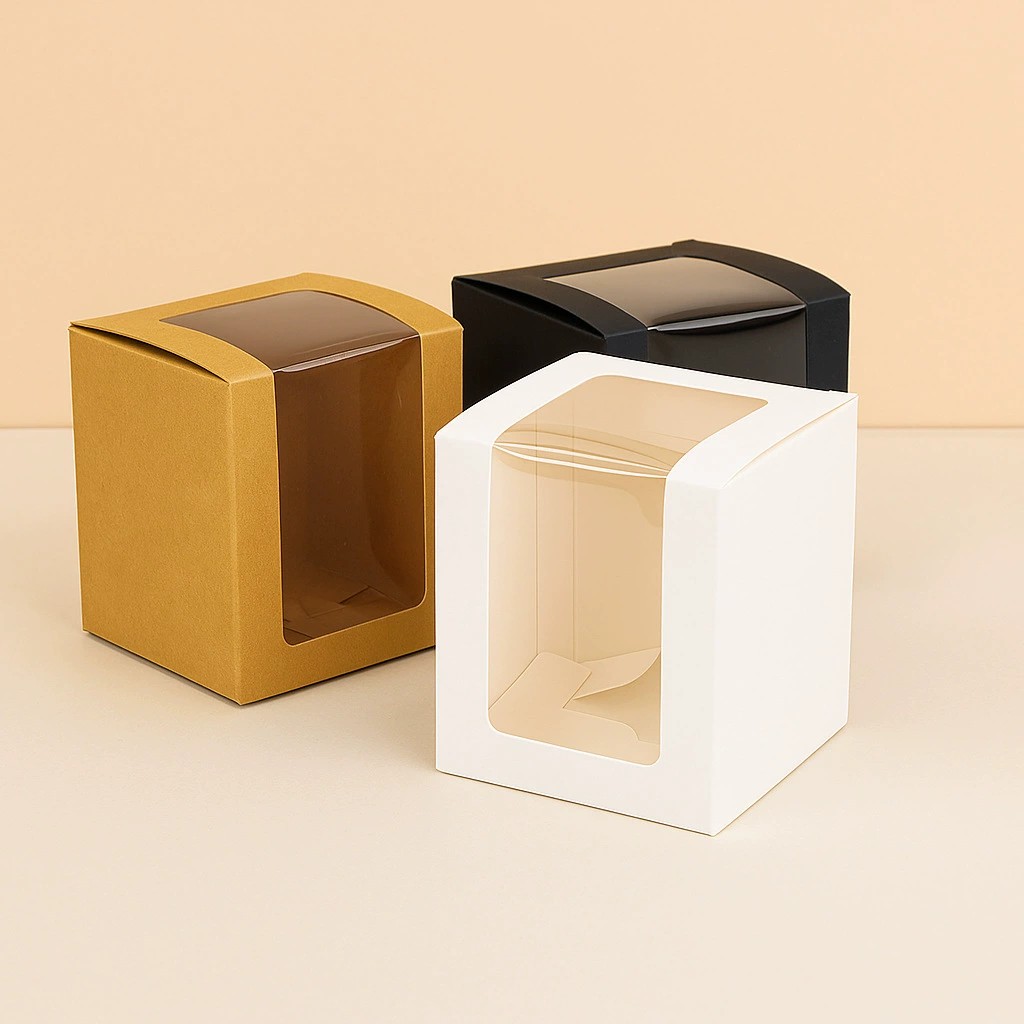 Aromatherapy Candle Packaging Box with Rectangular Window, Black Cardboard - Model: 945349284888 - 图片 2