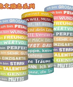 Motivational Silicone Wristband for Positive Energy with German Quotes - Model: 854426341861