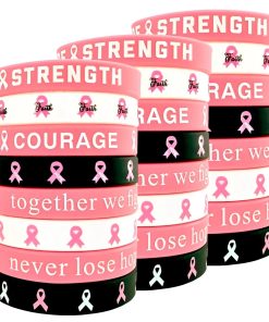 Breast Cancer Awareness Wristband with Red Ribbon for Women's Health - Model: 894734557457