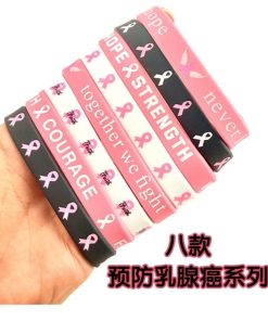 Alternative view of Breast Cancer Awareness Wristband with Red Ribbon for Women's Health - Model: 894734557457
