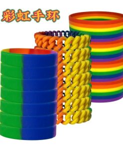 Rainbow Silicone Bracelet for Layered Twist Braided Style - Model: 875021730845