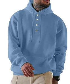 Casual Hoodie for Autumn with Button Decoration for Men - Model: 738729800571