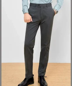 Alternative view of Black Straight-Leg Trousers for Office Formal Wear, Graduation Groomsmen Suit, Work - Model: 1040594761402