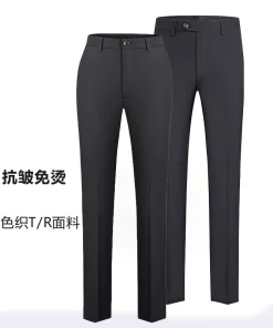 Black Straight-Leg Trousers for Office Formal Wear, Graduation Groomsmen Suit, Work - Model: 1040594761402