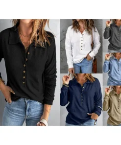 Women's Casual Knit Sweater with Turn-down Collar for Autumn Layering - Model: 737711654574