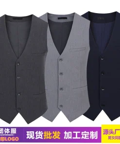 Stretch Melange Vest for Work Formal Bank Hotel Uniform - Model: 736430717552