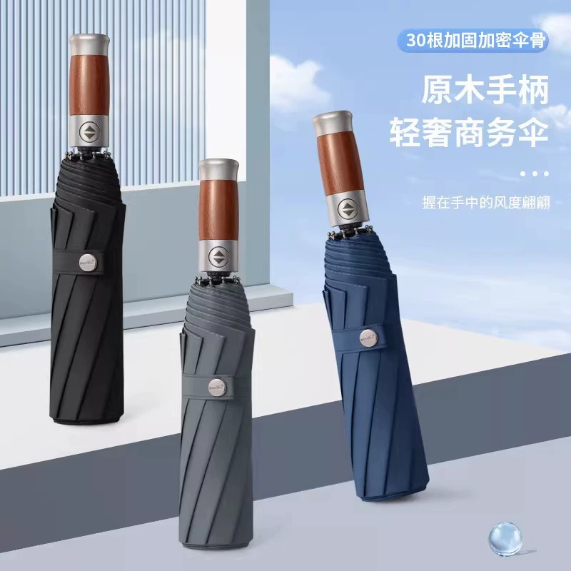 Windproof Umbrella for Rain and Sun with Wood Handle - Model: 1009484962537 - 图片 4