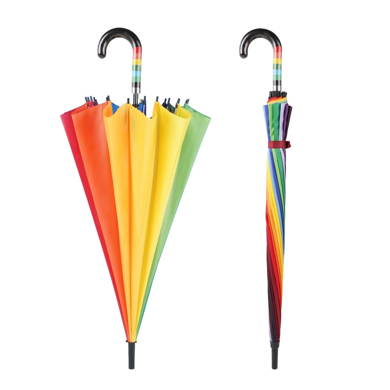 Rainbow Umbrella for Rain with Waterproof Cover 16 Ribs Windproof - Model: 895882459421 - 图片 5