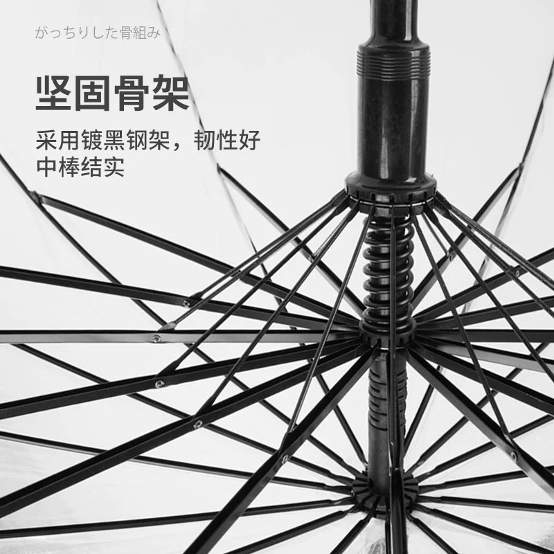 Transparent Long Handle Umbrella for Couples Windproof Rain - Model: 941946121375 - 图片 5