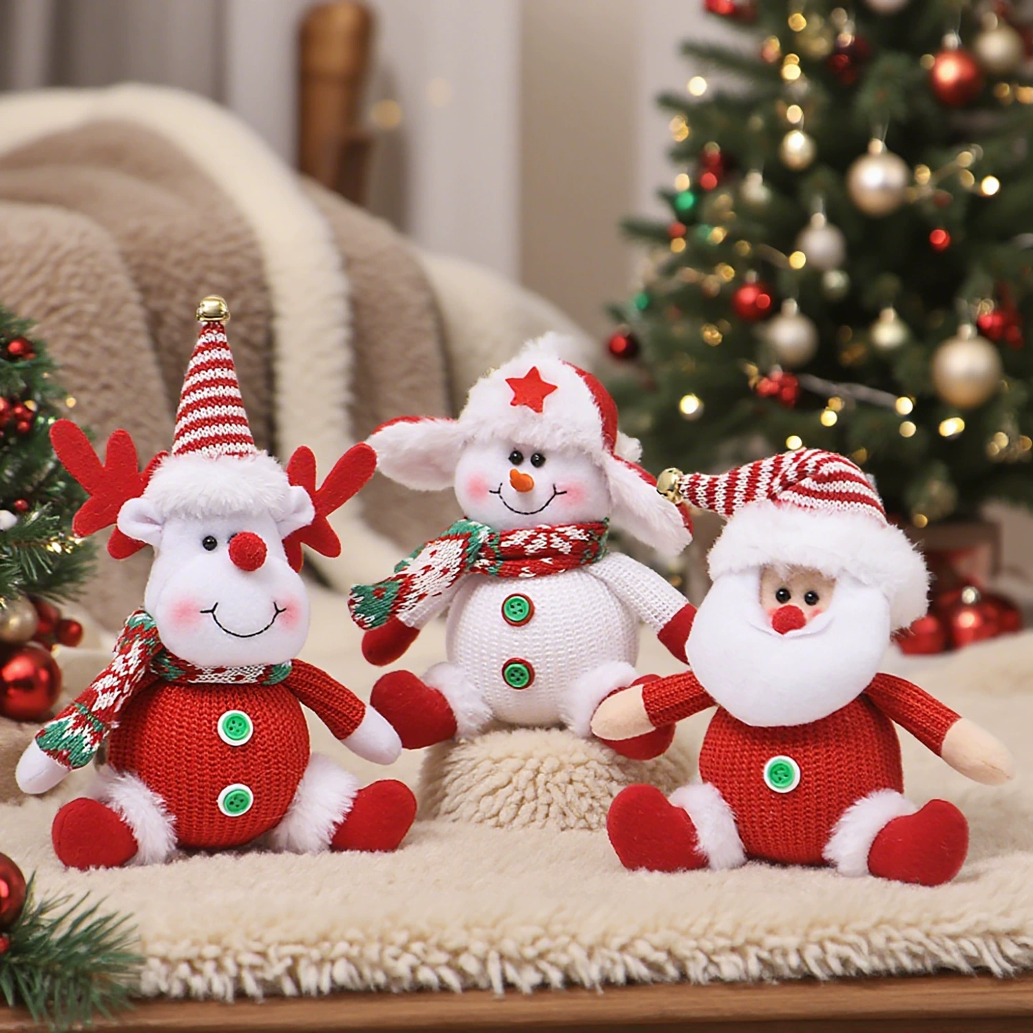 Christmas Tree Decorations with Cloth Old Man Snowman Reindeer Dolls - Model: 728514615974 - 图片 3