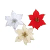 Christmas Tree Hanging Ornament Red Flocking Flower Decor - Model: 1069270649773