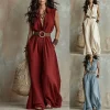Summer Vacation Sleeveless Jumpsuit for Women, Wide-Leg Casual Long Pants - Model: 1047136014484