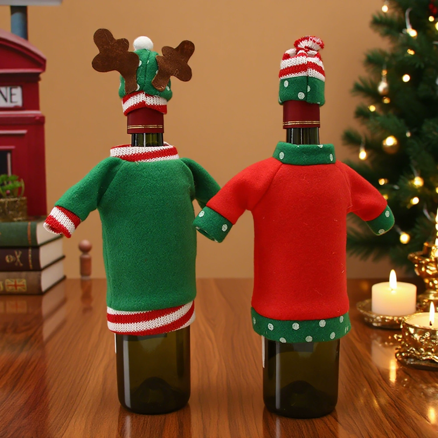 Christmas Tableware Set for Wine Bottle Decoration with Santa Claus - Model: 723686887800 - 图片 3