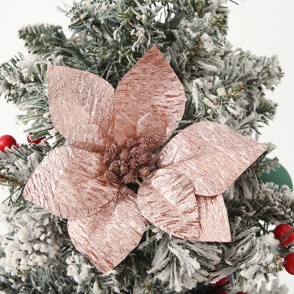 Artificial Poinsettia Christmas Tree Decoration with Metallic Glitter for Festival - Model: 1054578909058 - 图片 2