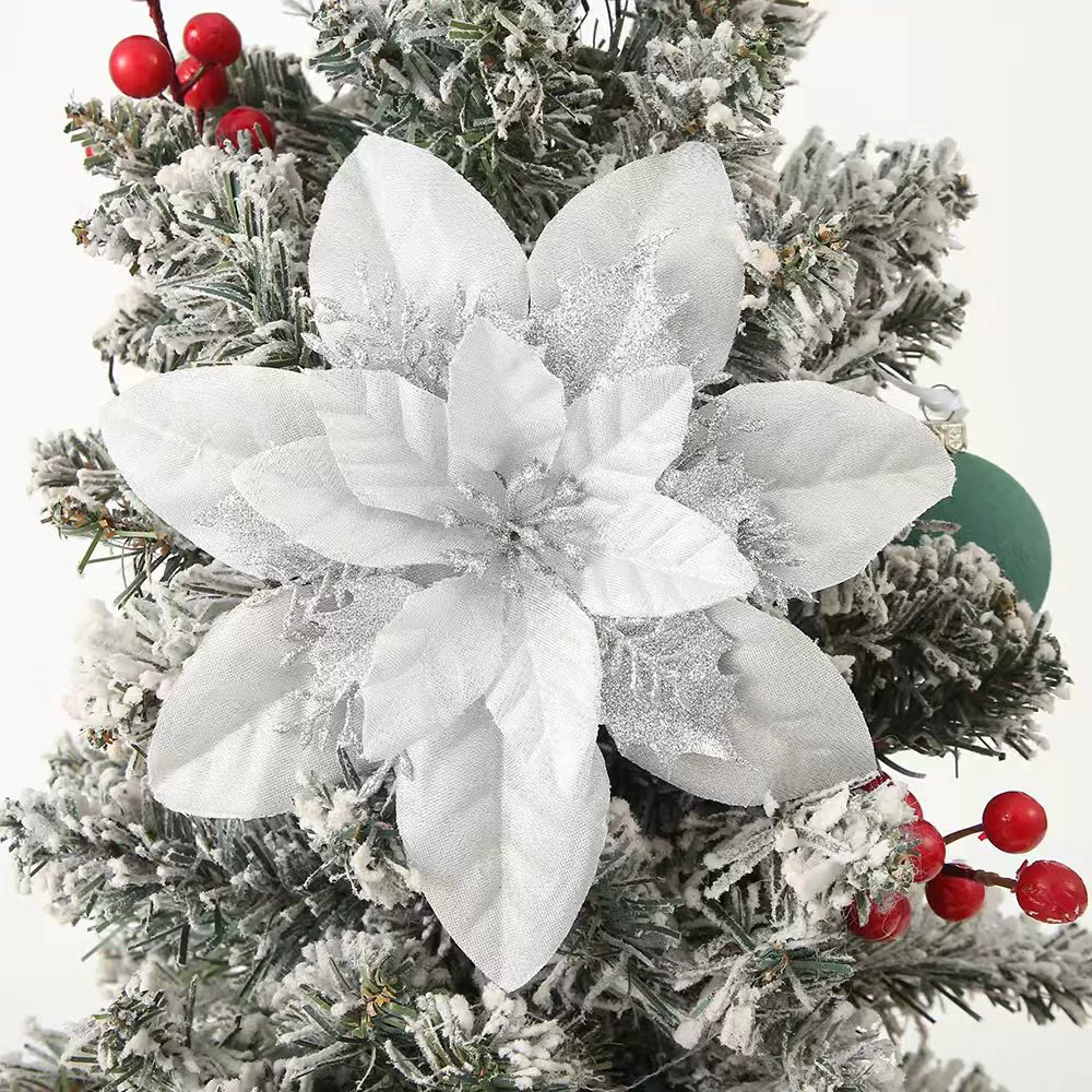 Glitter Poinsettia Artificial Flower for Christmas Tree Holiday Decor - Model: 1058267720705 - 图片 4
