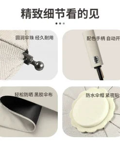 Alternative view of Portable Folding Umbrella for Rain and Sun with Custom Logo - Model: 752181476484