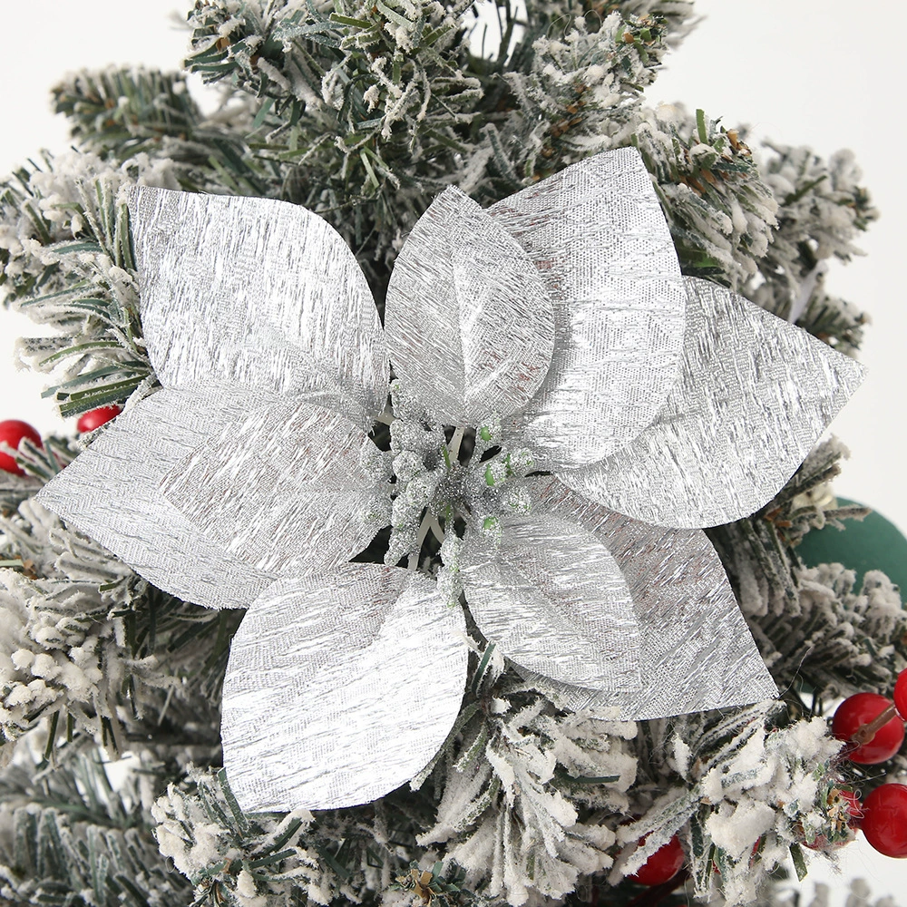 Artificial Poinsettia Christmas Tree Decoration with Metallic Glitter for Festival - Model: 1054578909058 - 图片 8