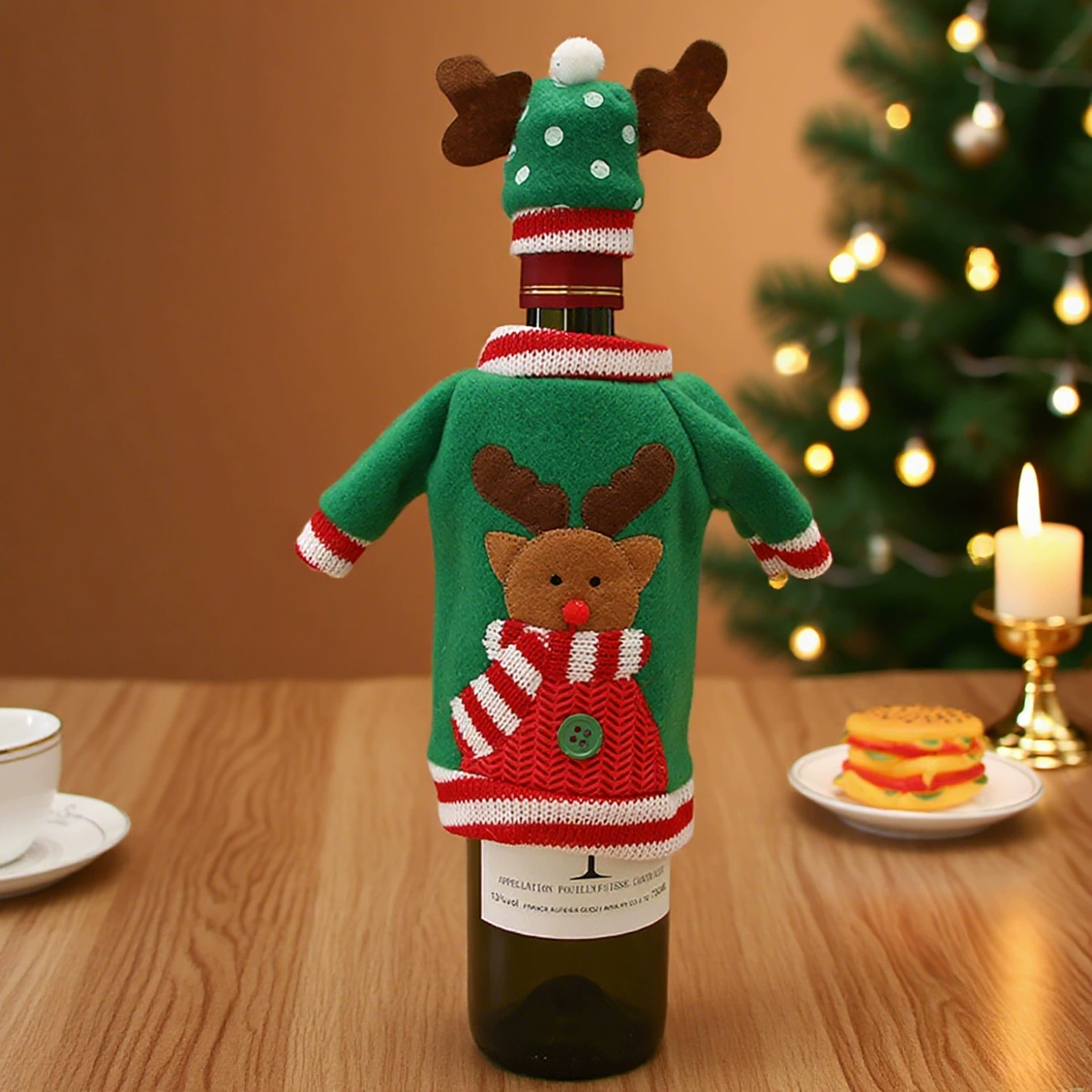 Christmas Tableware Set for Wine Bottle Decoration with Santa Claus - Model: 723686887800 - 图片 8