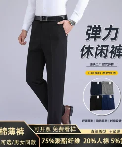 Wrinkle-Free Work Pants for Men with Slight Stretch for Office - Model: 1042785220356