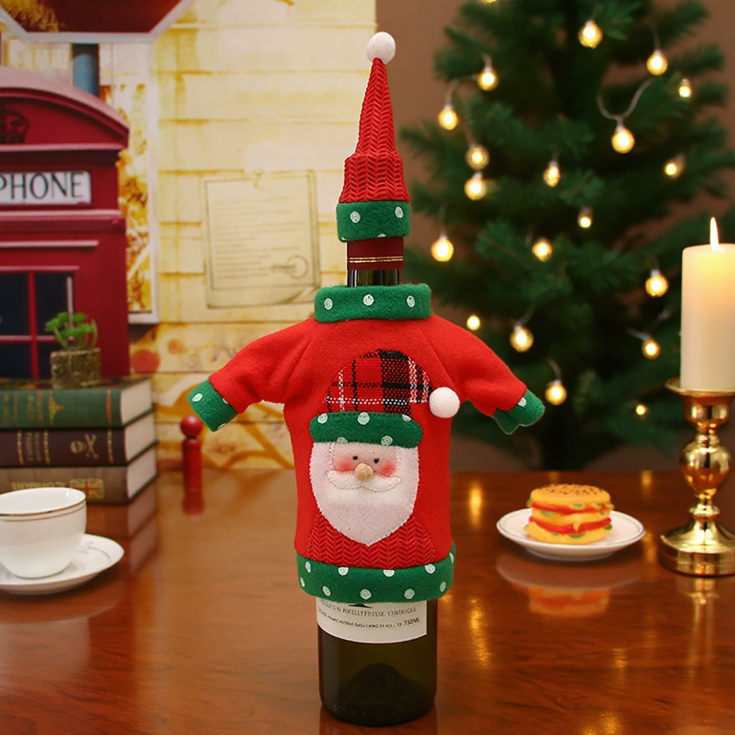 Christmas Tableware Set for Wine Bottle Decoration with Santa Claus - Model: 723686887800 - 图片 6