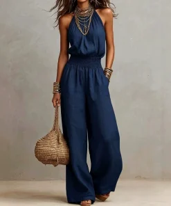 Alternative view of Sleeveless Wide Leg Jumpsuit for Elegant Commuter Summer Outfits - Model: 1056699227723