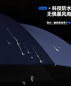 Alternative view of Automatic Long-Handled Umbrella for Sun and Rain with Fan - Model: 1045751410245