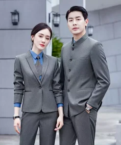 Alternative view of Men's Retro Business Suit Set with Stand Collar for Daily Wear - Model: 859035229401